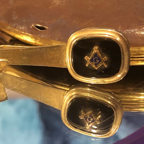 VTG FLEX-CET Masonic Freemason Tie Clips/Cuff Links Lot Red 3 pc/Black/Gold Tone - Picture 8 of 14
